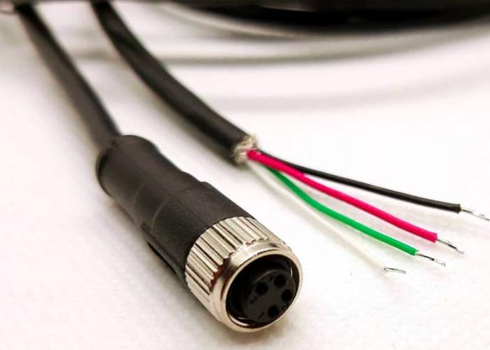 Power + CAN pigtail for connecting device, M8 4P female to bare wires, 1 meter